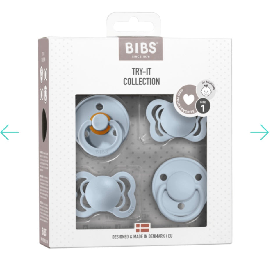 BIBS Blue Try-It Pacifier Collection 0-6M