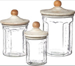 Load image into Gallery viewer, Set of 3 Glass Canisters with Wood Lid

