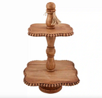 Load image into Gallery viewer, Wood Beaded Tiered Tray

